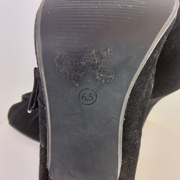 (3/$22) Charles Albert black open toe faux cowsuede heel shoe boot with buckled - Picture 14 of 17